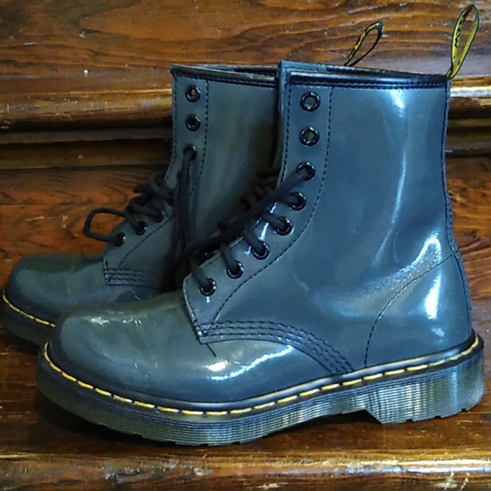 Dr. Martens 1460 Patent Gunmetal Boots Size 6
